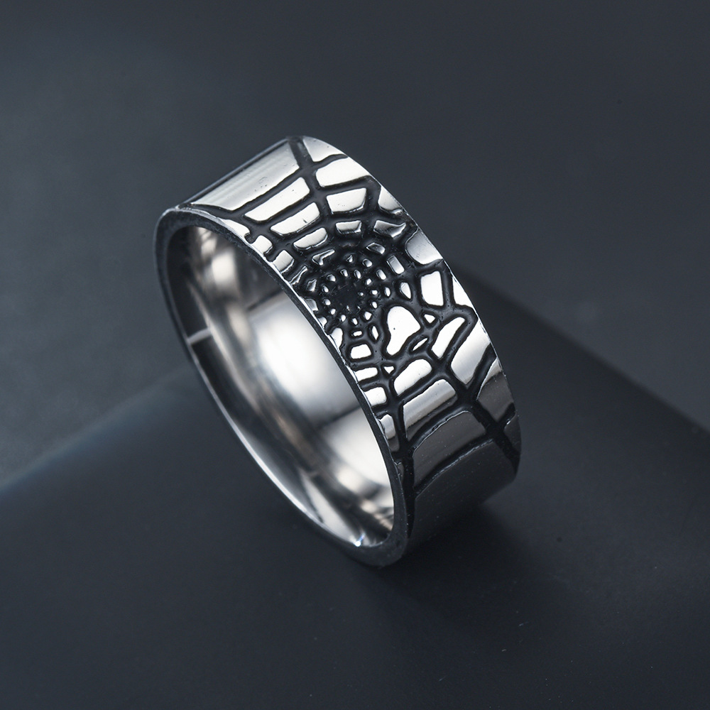 Men Accessories Wedding - Cincin Web laba-laba sederhana baja tahan