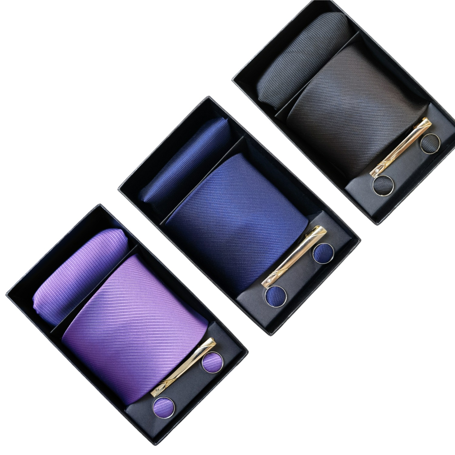 Men'S Accessories Gift Set Branded - Set Dasi, Saputangan, dan Manset Buatan