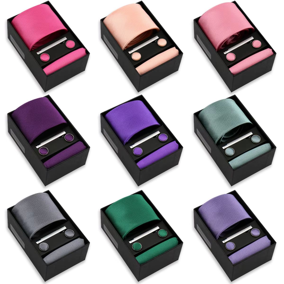 Men'S Accessories Gift Set Branded - Set Dasi Warna Solid 4 Pcs
