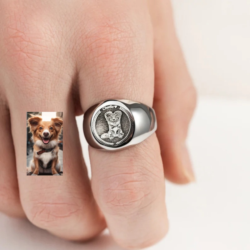 Cincin Stempel Foto Ukiran Kus - Men Accessories Wedding ulasan dan harga