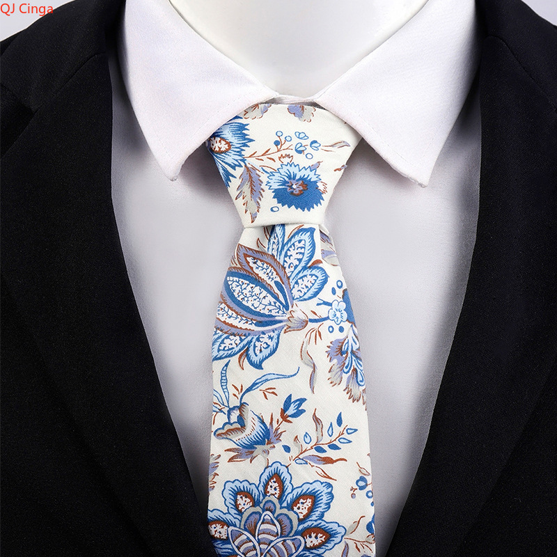 Dasi Pola Bunga Biru & Beige y - Men'S Accessories Essentials ulasan dan harga