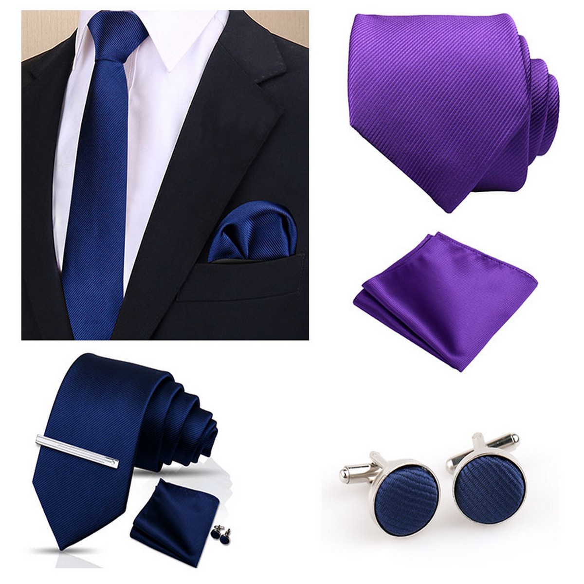 Set Dasi Warna Solid 4 Pcs + S - Men'S Accessories Gift Set Branded ulasan dan harga